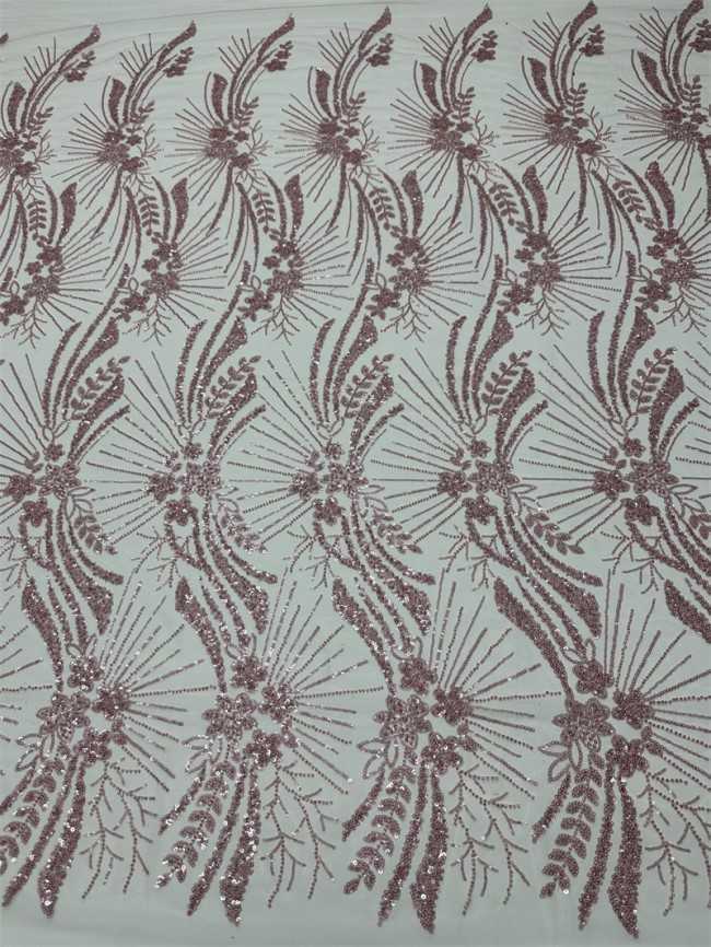 5 Yards Multi-Color Sequined Beaded Embroidered Lace Material Fabric PFS017