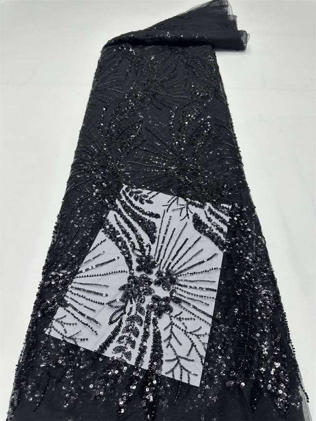 5 Yards Multi-Color Sequined Beaded Embroidered Lace Material Fabric PFS017