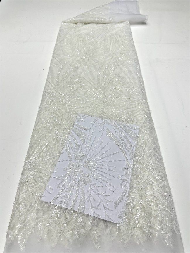 5 Yards Multi-Color Sequined Beaded Embroidered Lace Material Fabric PFS017