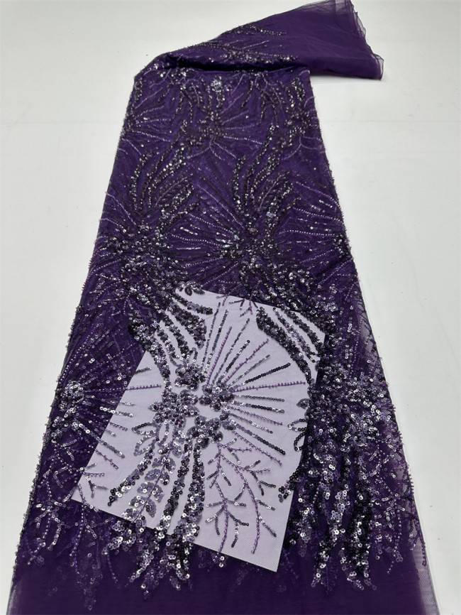 5 Yards Multi-Color Sequined Beaded Embroidered Lace Material Fabric PFS017