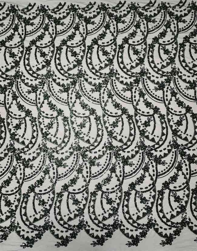 5 Yards Multi-Color Sequined Beaded Embroidered Lace Material Fabric PFS018