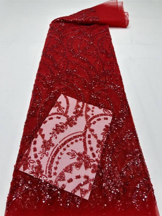 5 Yards Multi-Color Sequined Beaded Embroidered Lace Material Fabric PFS018