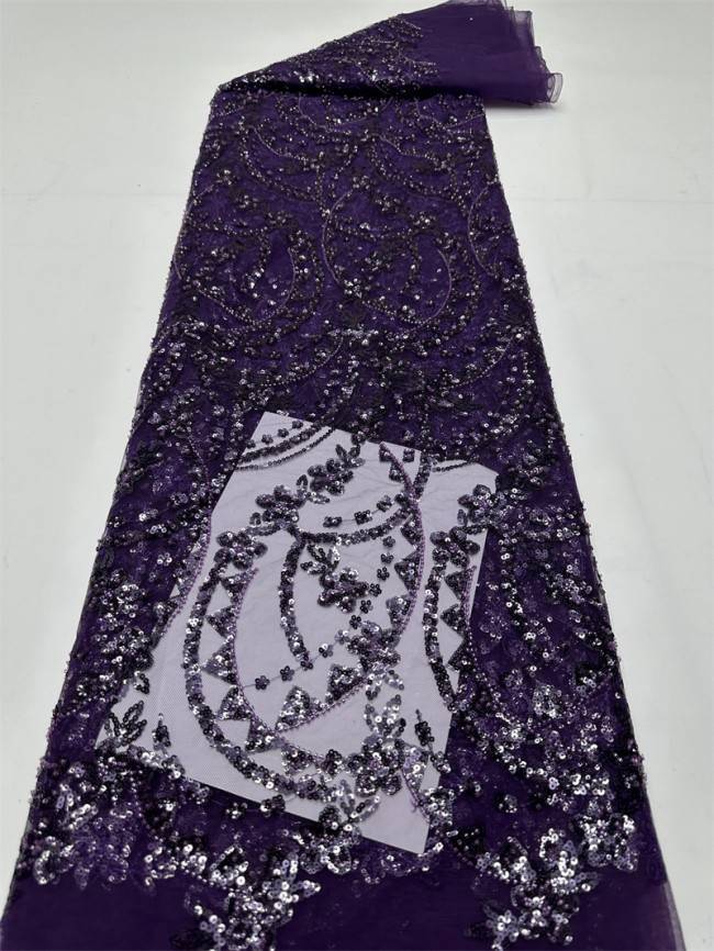 5 Yards Multi-Color Sequined Beaded Embroidered Lace Material Fabric PFS018