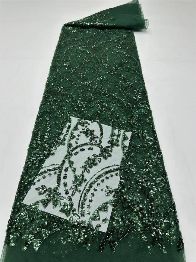 5 Yards Multi-Color Sequined Beaded Embroidered Lace Material Fabric PFS018