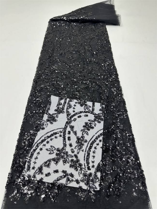 5 Yards Multi-Color Sequined Beaded Embroidered Lace Material Fabric PFS018