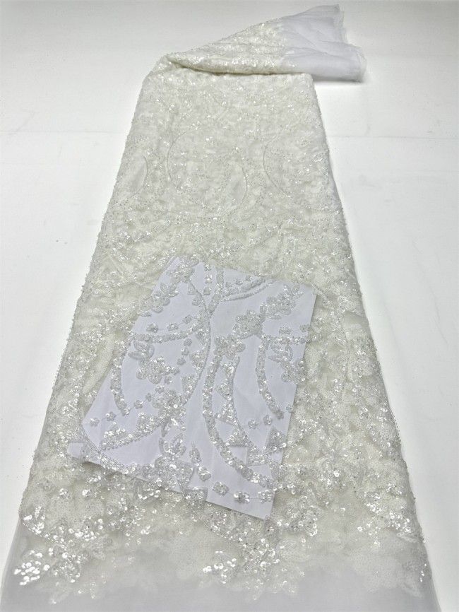 5 Yards Multi-Color Sequined Beaded Embroidered Lace Material Fabric PFS018