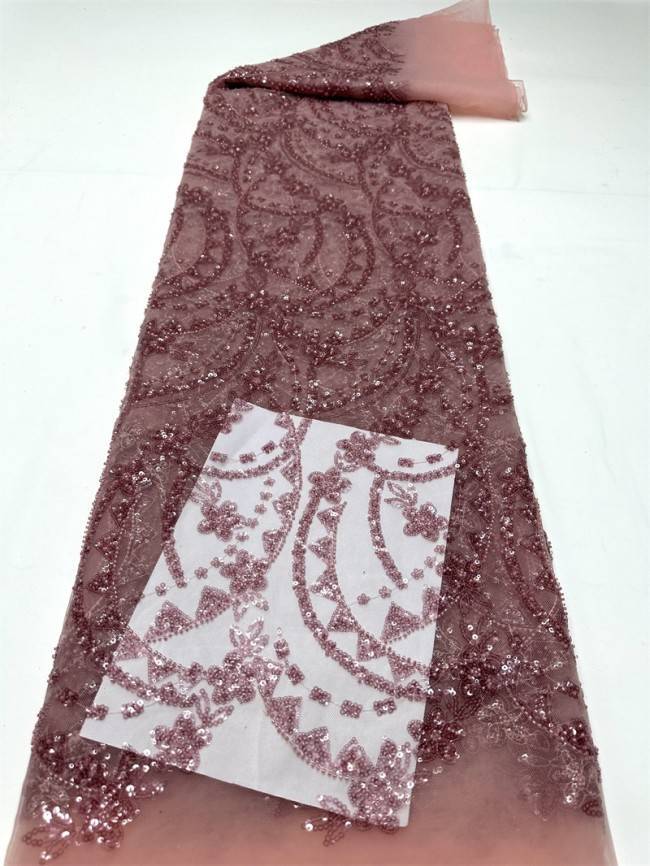 5 Yards Multi-Color Sequined Beaded Embroidered Lace Material Fabric PFS018