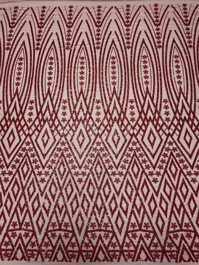 5 Yards Multi-Color Sequined Beaded Embroidered Lace Material Fabric PFS019