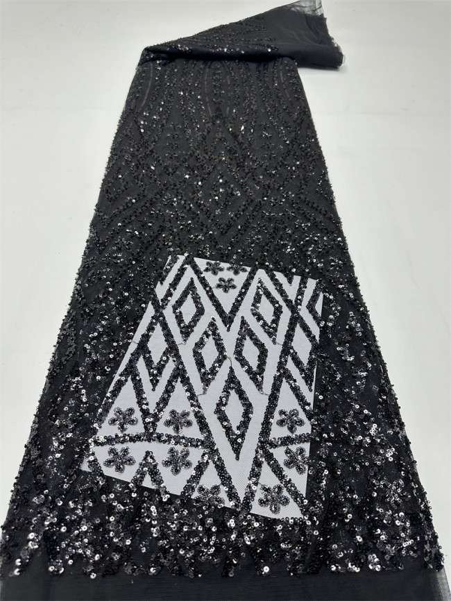 5 Yards Multi-Color Sequined Beaded Embroidered Lace Material Fabric PFS019