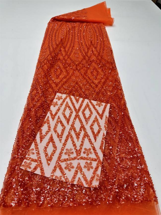 5 Yards Multi-Color Sequined Beaded Embroidered Lace Material Fabric PFS019