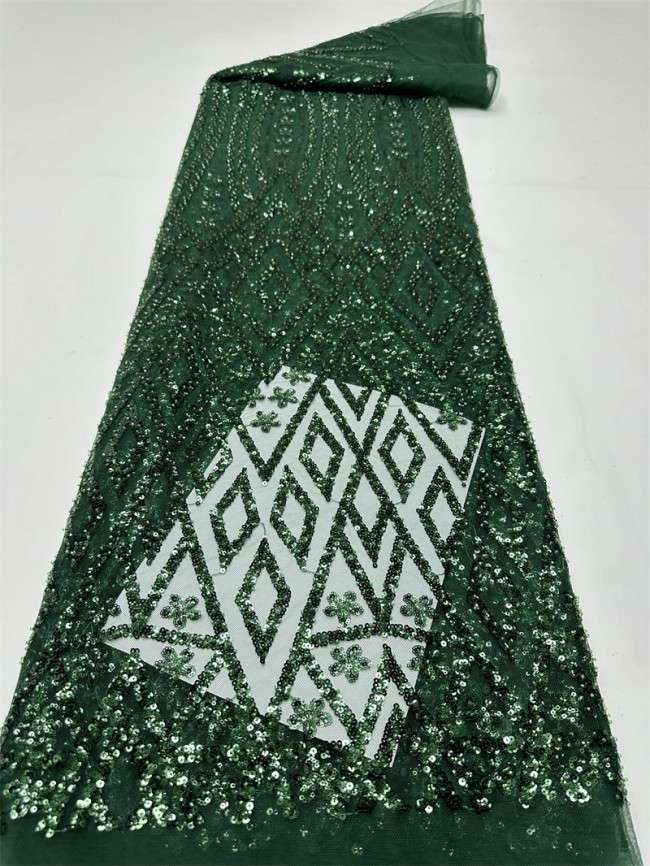 5 Yards Multi-Color Sequined Beaded Embroidered Lace Material Fabric PFS019