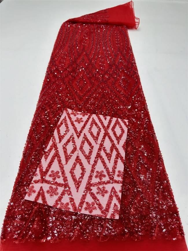 5 Yards Multi-Color Sequined Beaded Embroidered Lace Material Fabric PFS019