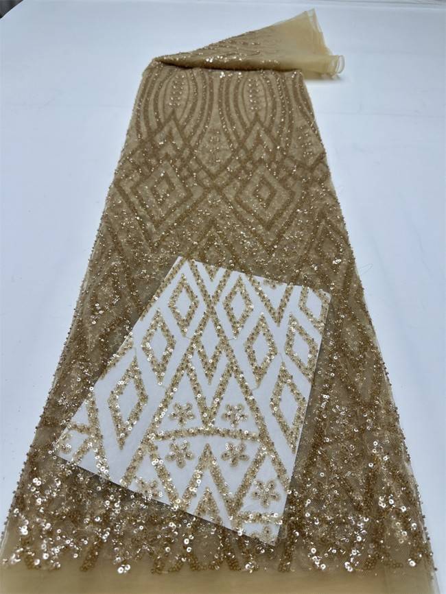 5 Yards Multi-Color Sequined Beaded Embroidered Lace Material Fabric PFS019