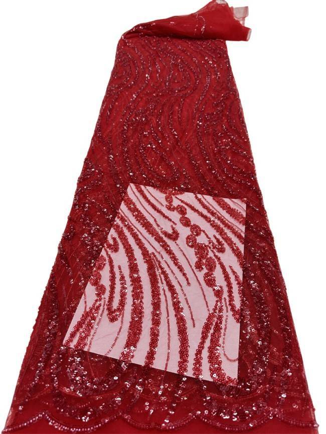 5 Yards Multi-Color Sequined Beaded Embroidered Lace Material Fabric PFS020