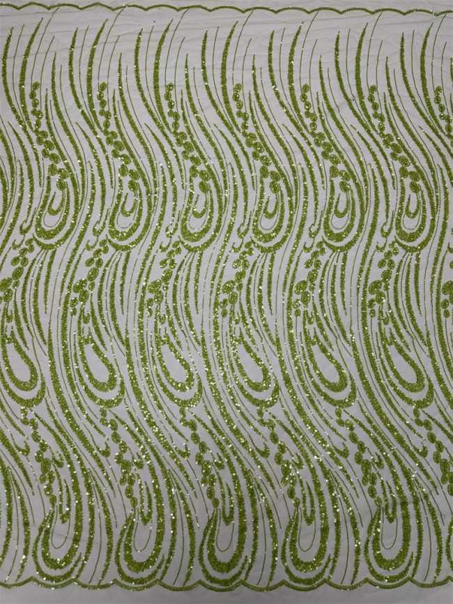 5 Yards Multi-Color Sequined Beaded Embroidered Lace Material Fabric PFS020