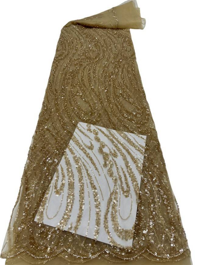 5 Yards Multi-Color Sequined Beaded Embroidered Lace Material Fabric PFS020