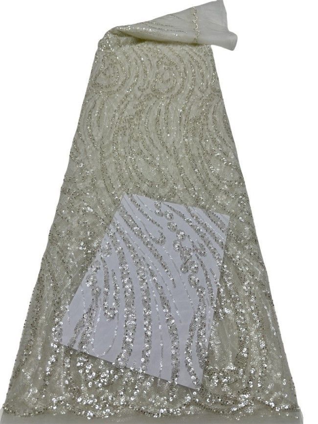 5 Yards Multi-Color Sequined Beaded Embroidered Lace Material Fabric PFS020