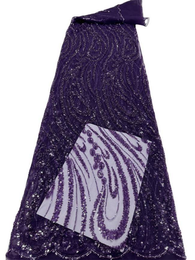 5 Yards Multi-Color Sequined Beaded Embroidered Lace Material Fabric PFS020