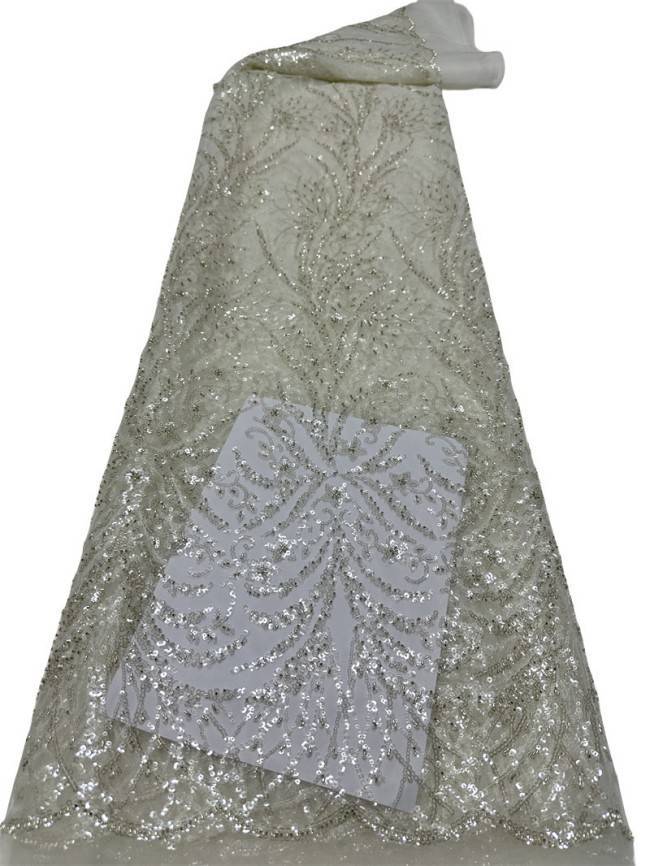 5 Yards Multi-Color Sequined Beaded Embroidered Lace Material Fabric PFS021