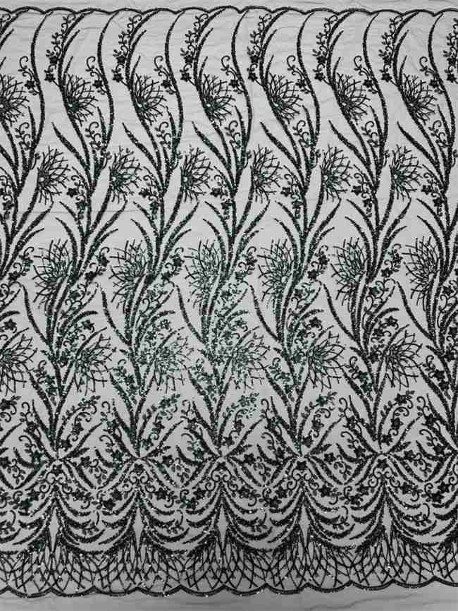 5 Yards Multi-Color Sequined Beaded Embroidered Lace Material Fabric PFS021