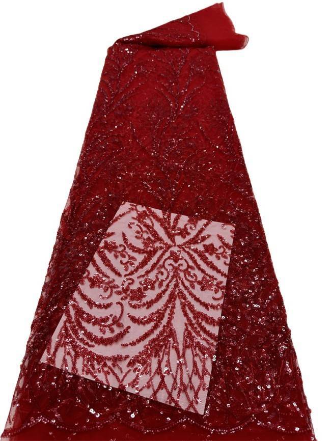 5 Yards Multi-Color Sequined Beaded Embroidered Lace Material Fabric PFS021