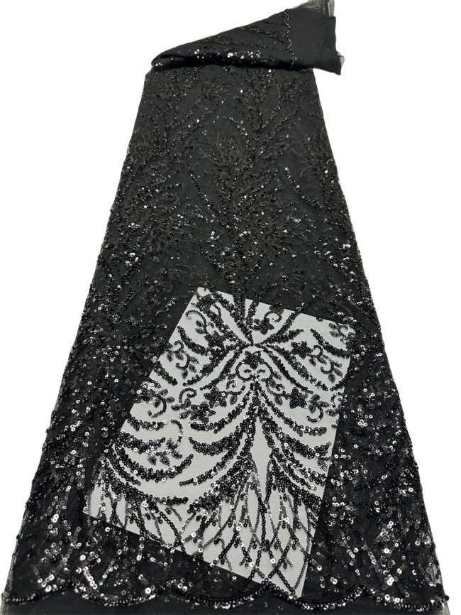 5 Yards Multi-Color Sequined Beaded Embroidered Lace Material Fabric PFS021