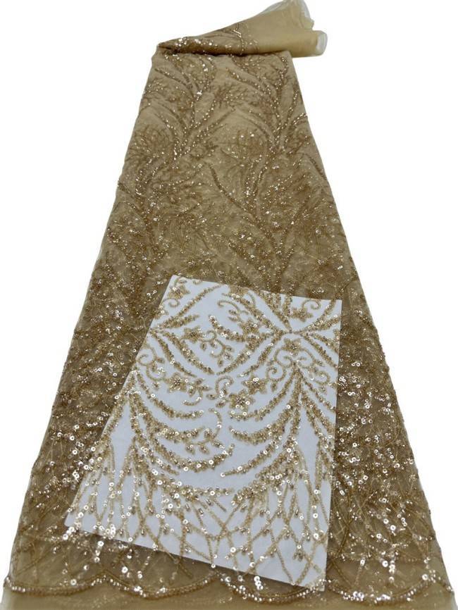 5 Yards Multi-Color Sequined Beaded Embroidered Lace Material Fabric PFS021
