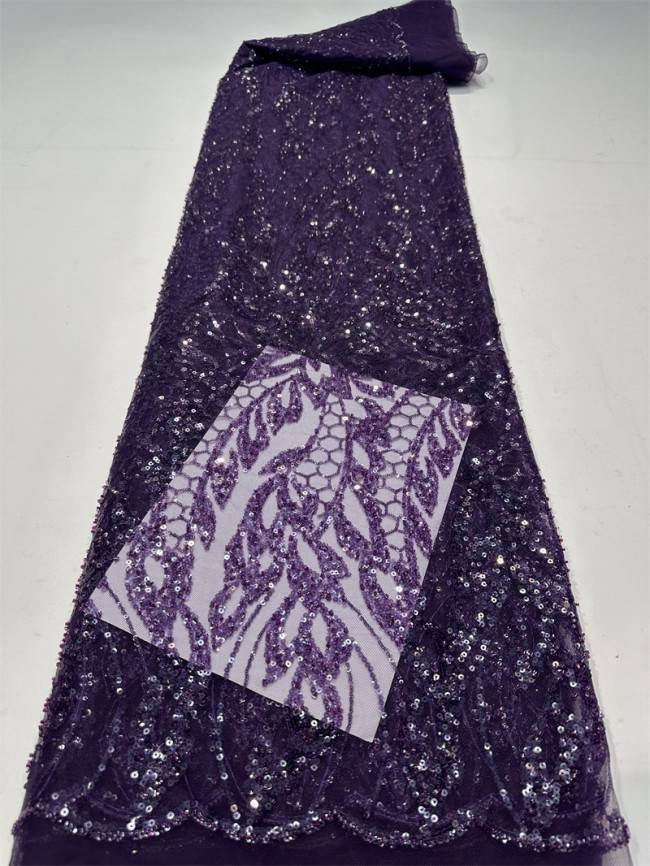 5 Yards Multi-Color Sequined Beaded Embroidered Lace Material Fabric PFS022