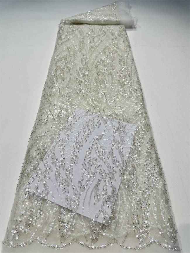 5 Yards Multi-Color Sequined Beaded Embroidered Lace Material Fabric PFS022