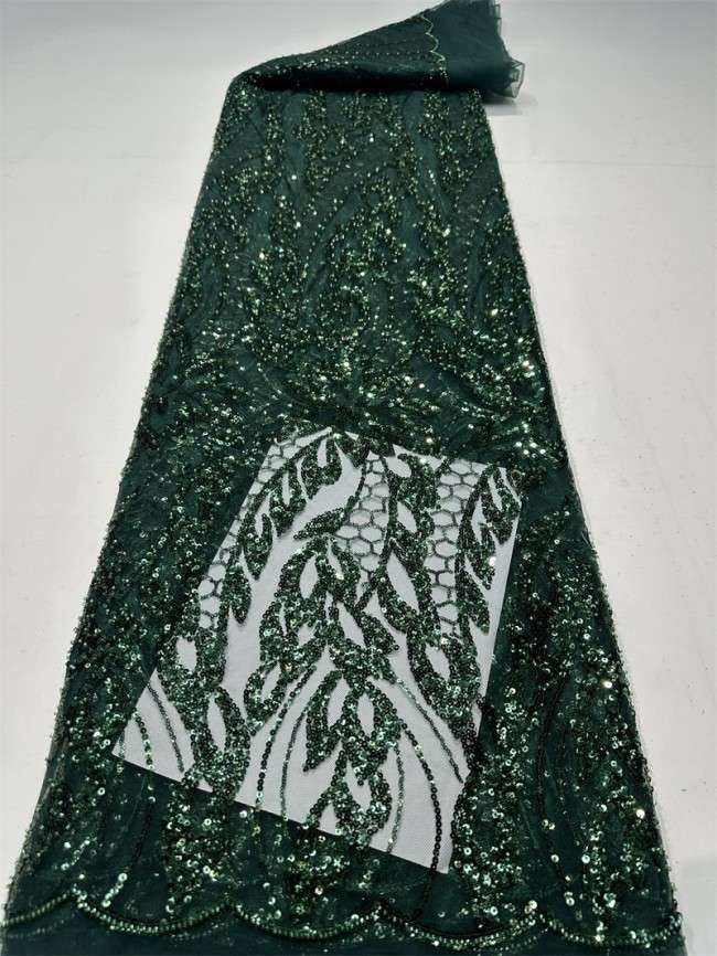 5 Yards Multi-Color Sequined Beaded Embroidered Lace Material Fabric PFS022