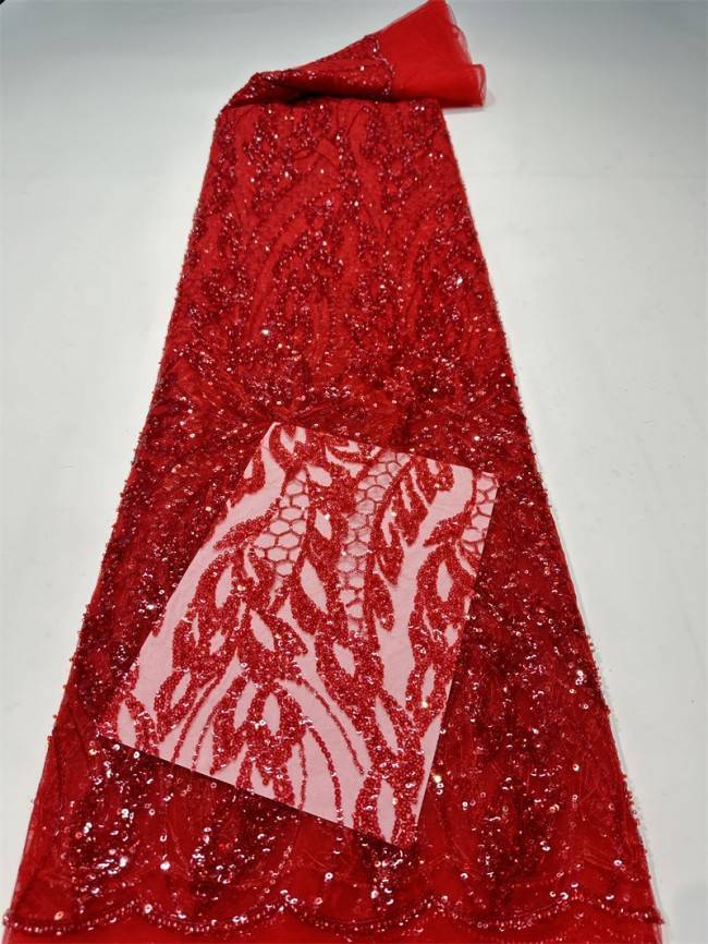 5 Yards Multi-Color Sequined Beaded Embroidered Lace Material Fabric PFS022