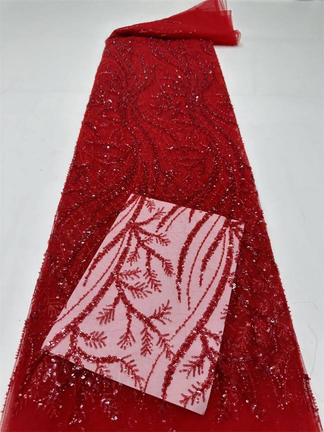 5 Yards Multi-Color Sequined Beaded Embroidered Lace Material Fabric PFS025