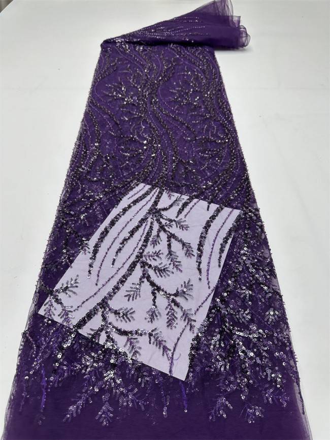 5 Yards Multi-Color Sequined Beaded Embroidered Lace Material Fabric PFS025