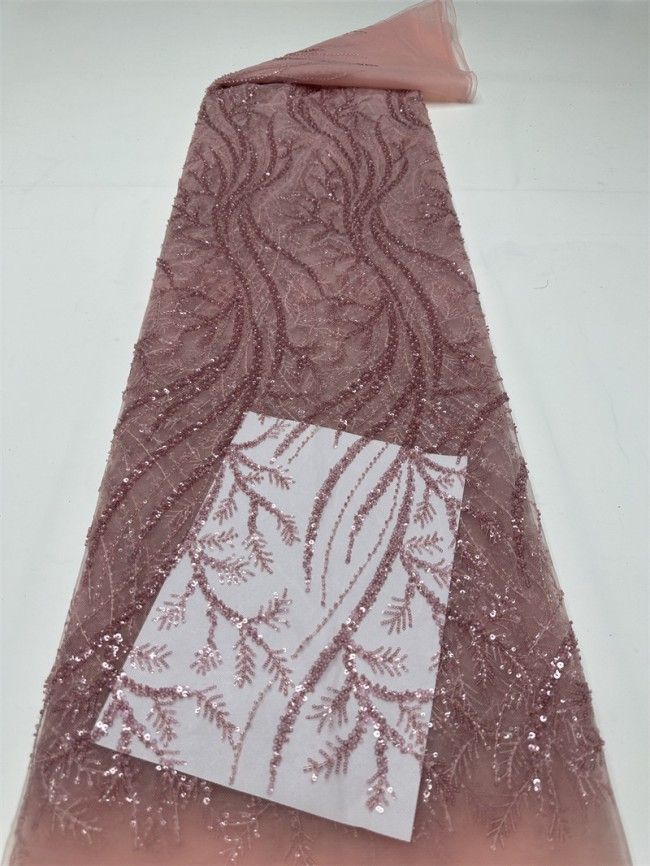 5 Yards Multi-Color Sequined Beaded Embroidered Lace Material Fabric PFS025