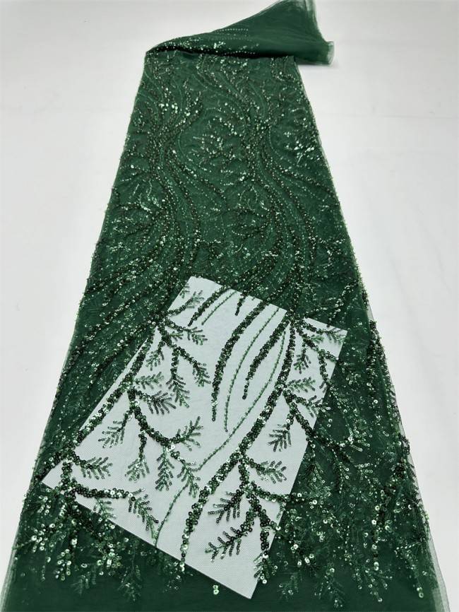 5 Yards Multi-Color Sequined Beaded Embroidered Lace Material Fabric PFS025