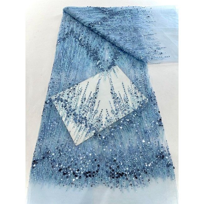 5 Yards Multi-Color Sequined Beaded Embroidered Lace Material Fabric PFS028