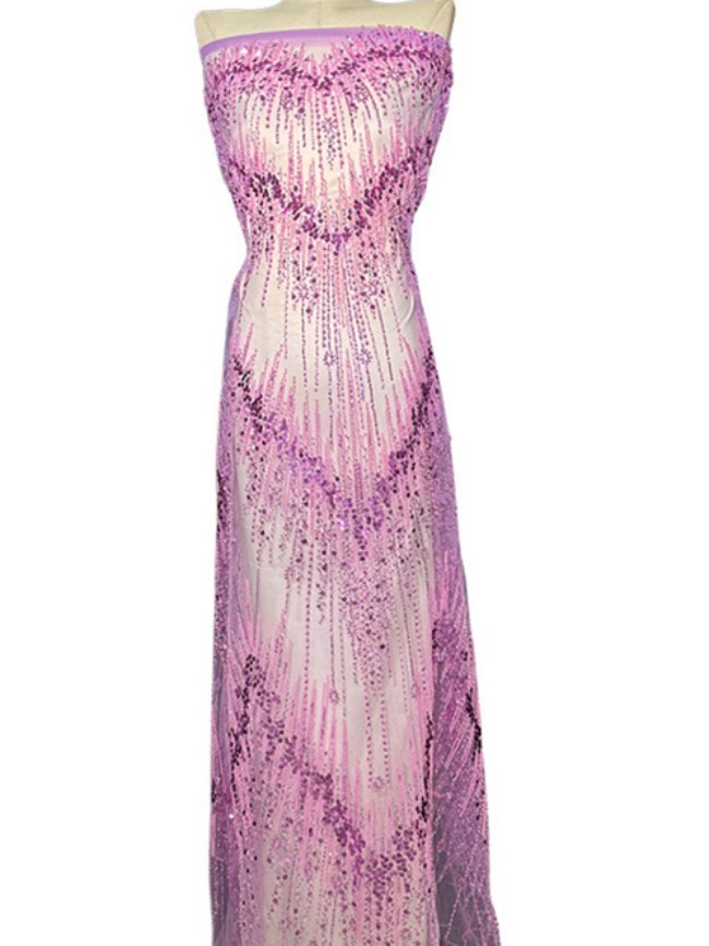 5 Yards Multi-Color Sequined Beaded Embroidered Lace Material Fabric PFS028