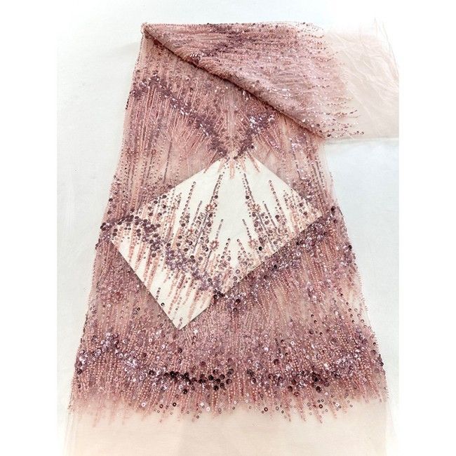 5 Yards Multi-Color Sequined Beaded Embroidered Lace Material Fabric PFS028