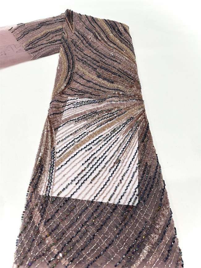 5 Yards Multi-Color Sequined Beaded Embroidered Lace Material Fabric PFS029