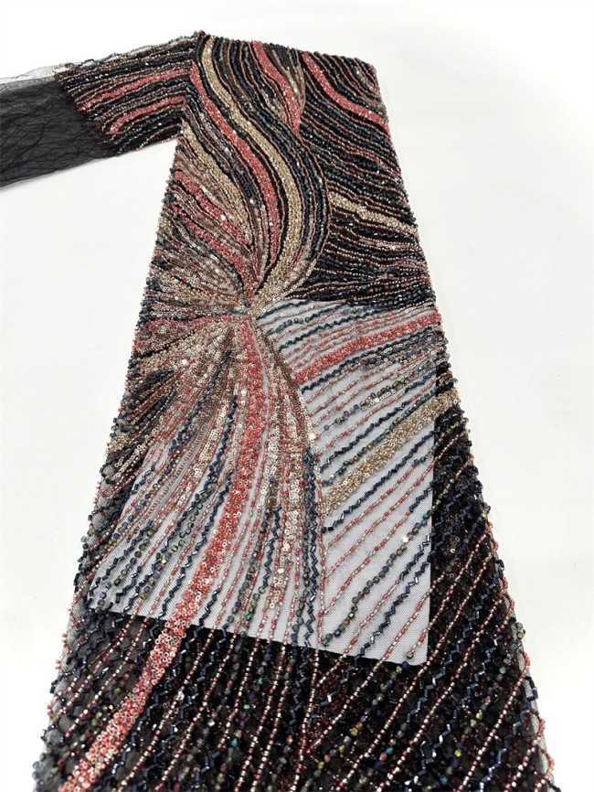 5 Yards Multi-Color Sequined Beaded Embroidered Lace Material Fabric PFS029