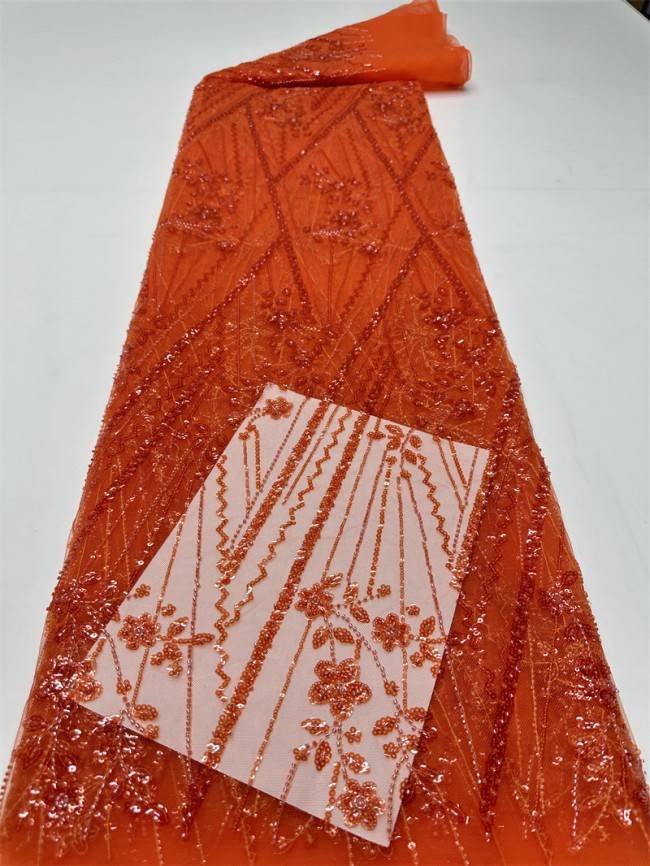 5 Yards Multi-Color Sequined Beaded Embroidered Lace Material Fabric PFS032