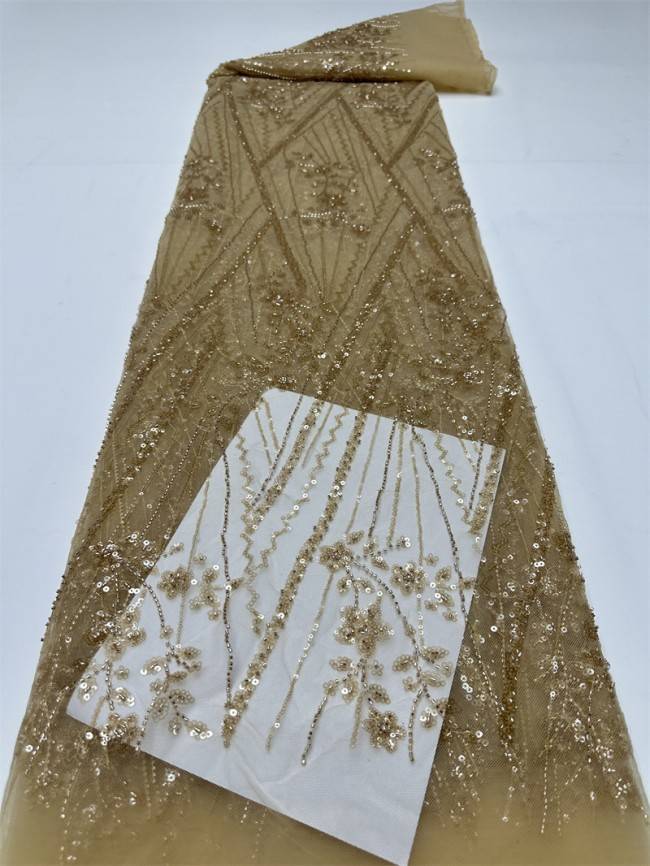 5 Yards Multi-Color Sequined Beaded Embroidered Lace Material Fabric PFS032