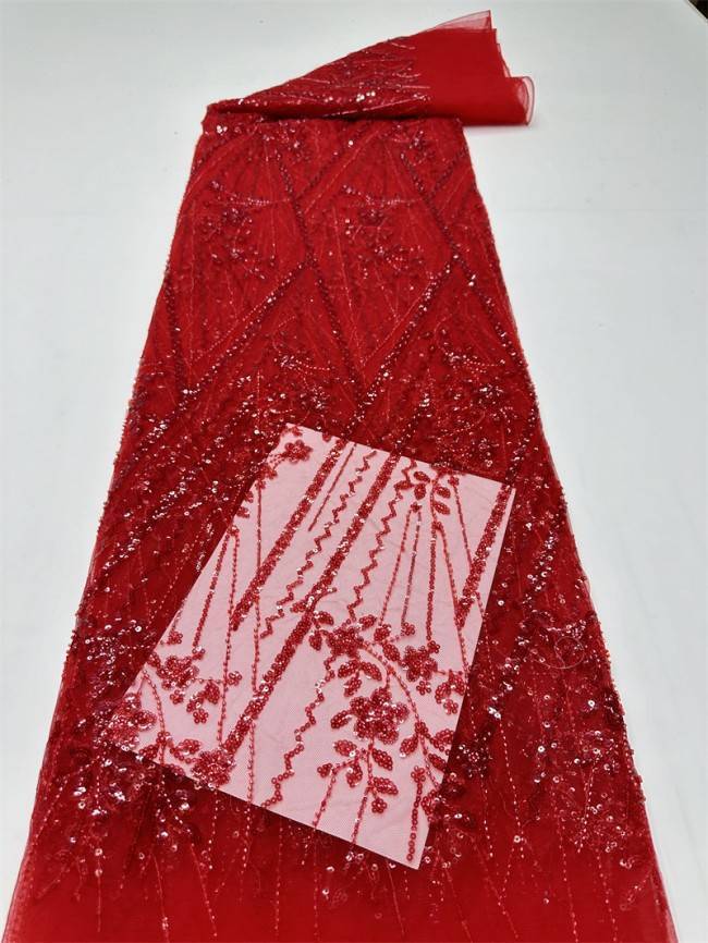 5 Yards Multi-Color Sequined Beaded Embroidered Lace Material Fabric PFS032