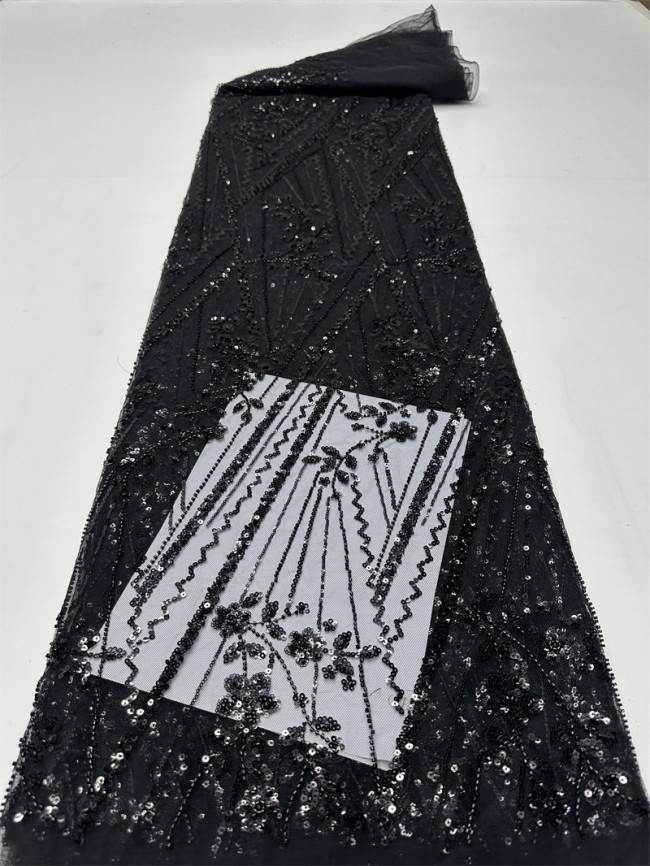 5 Yards Multi-Color Sequined Beaded Embroidered Lace Material Fabric PFS032