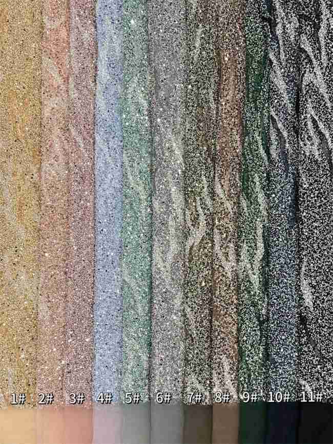 5 Yards Multi-Color Sequined Beaded Embroidered Lace Material Fabric PFS037