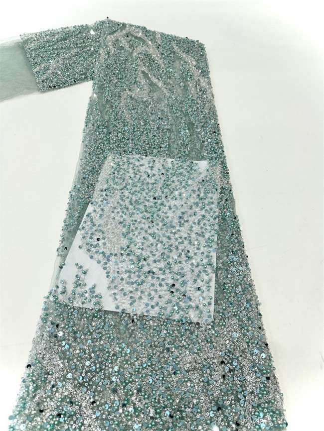 5 Yards Multi-Color Sequined Beaded Embroidered Lace Material Fabric PFS037