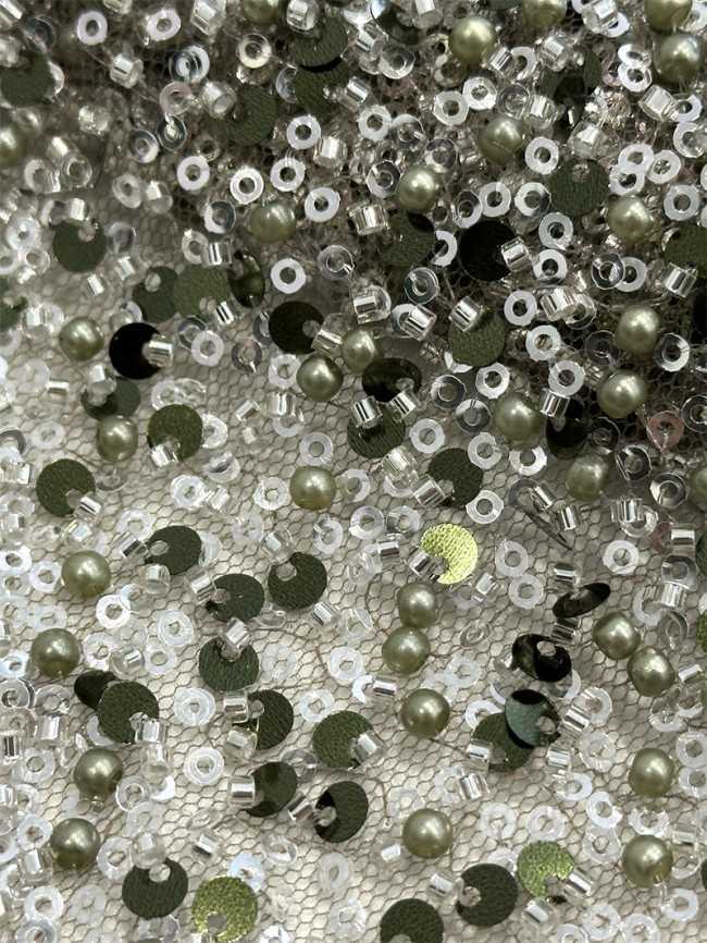 5 Yards Multi-Color Sequined Beaded Embroidered Lace Material Fabric PFS037