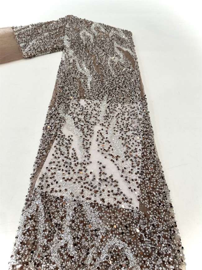 5 Yards Multi-Color Sequined Beaded Embroidered Lace Material Fabric PFS037