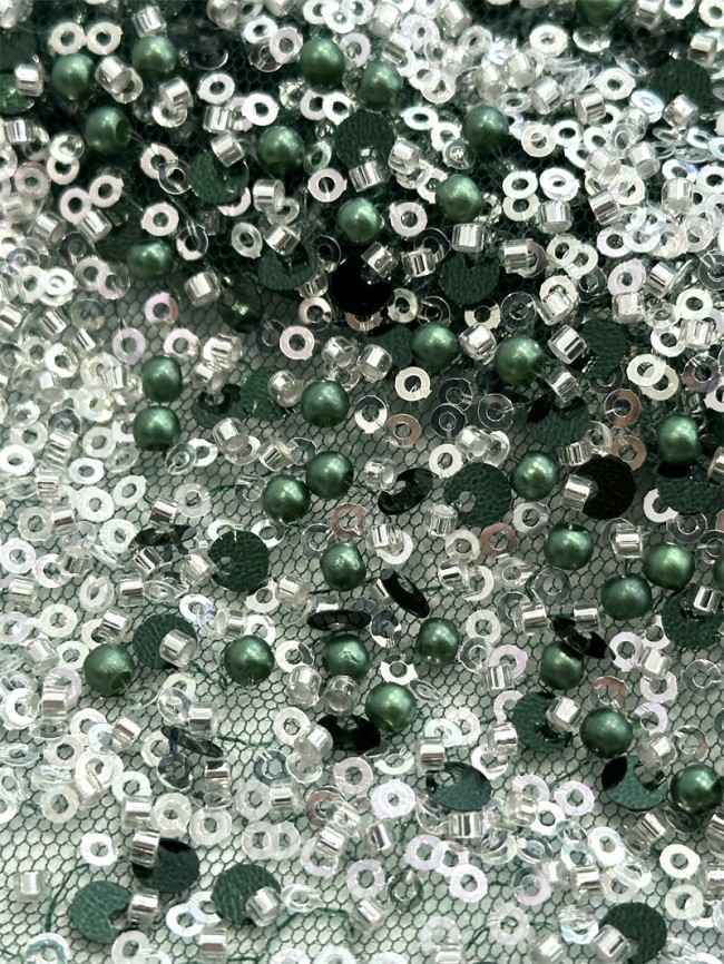 5 Yards Multi-Color Sequined Beaded Embroidered Lace Material Fabric PFS037