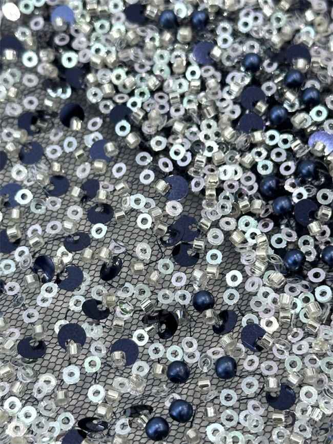 5 Yards Multi-Color Sequined Beaded Embroidered Lace Material Fabric PFS037